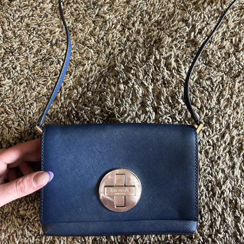 Kate Spade Newbury Lane Sally Navy blue crossbody clutch